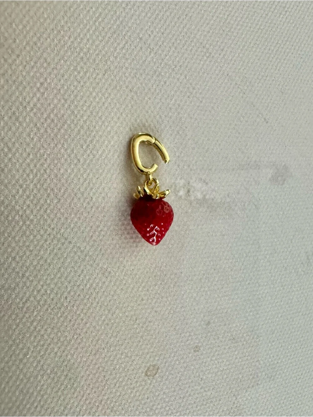 Gorjana Gold Charm Pendant - Red Enamel Strawberry, petite, Tiny - Picture 6 of 11